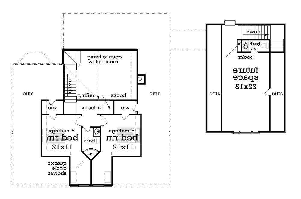 Upper level floor plan image of Shady Oaks Manor - 1723 House Plan